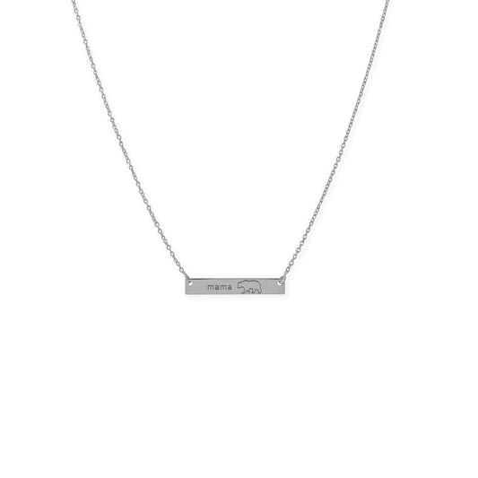 16"+2” Sterling Silver "Mama Bear" Bar Necklace freeshipping - Higher Class Elegance