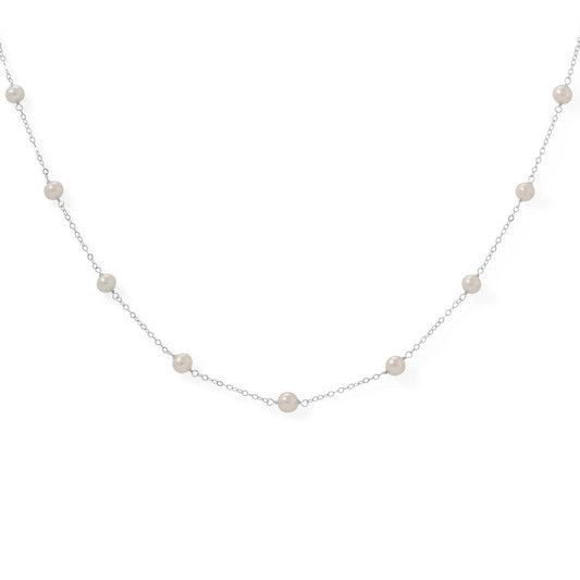 16" Sterling Silver 9 Cultured Freshwater Pearl Necklace freeshipping - Higher Class Elegance