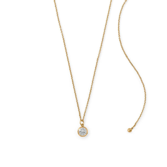 Adjustable 22" 14/20 Gold-Filled CZ Drop Necklace freeshipping - Higher Class Elegance