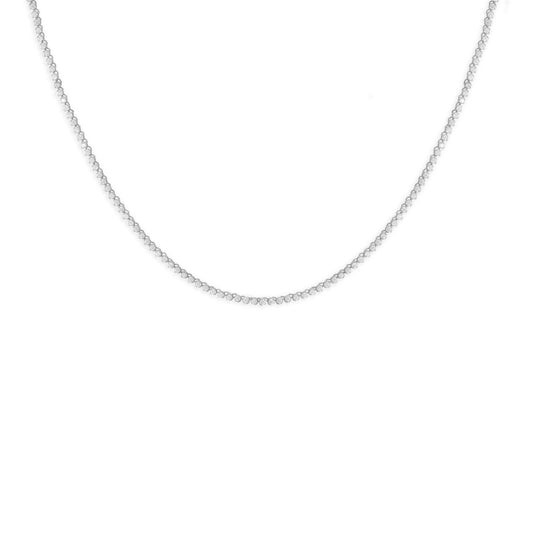 Rhodium Plated 2mm Round CZ Tennis Necklace freeshipping - Higher Class Elegance
