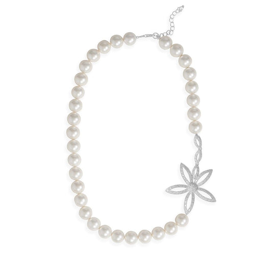 19"+2" Lacquered Mother of Pearl and CZ Daisy Necklace freeshipping - Higher Class Elegance
