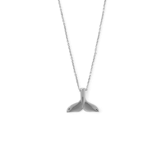 16" Rhodium Plated Whale Tail Necklace freeshipping - Higher Class Elegance