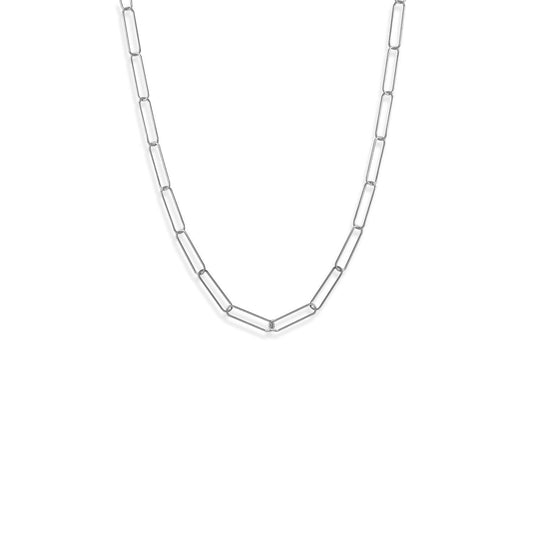 21" Rhodium Plated Paperclip Chain Necklace freeshipping - Higher Class Elegance