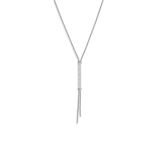 26" + 2" Rhodium Plated Long CZ Drop Lariat Necklace freeshipping - Higher Class Elegance