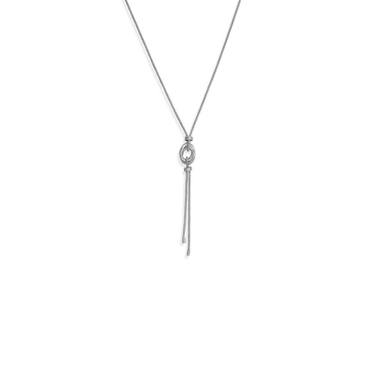 24" + 2" Rhodium Plated Double Link Long Lariat Necklace freeshipping - Higher Class Elegance