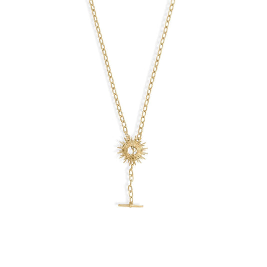 Shine On! 16.5" 14 Karat Gold Plated Sunburst Toggle Necklace freeshipping - Higher Class Elegance