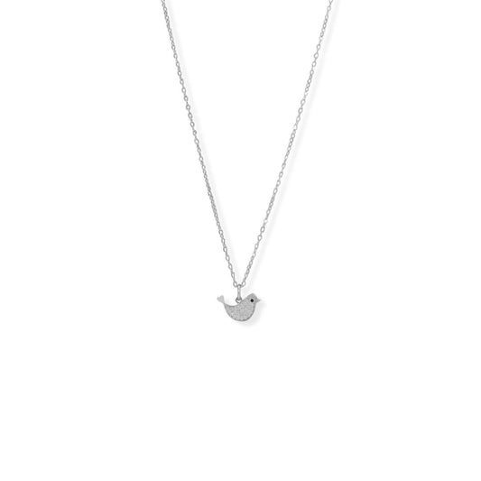 16" + 2" Rhodium Plated CZ Bird Necklace freeshipping - Higher Class Elegance