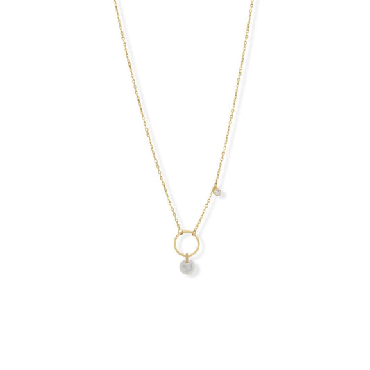 A Kiss of Cute! 16" + 2" Rainbow Moonstone and CZ Charm Necklace freeshipping - Higher Class Elegance