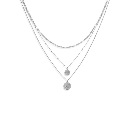 Three Graduated Strand Rhodium Plated Roman Coin Necklace freeshipping - Higher Class Elegance