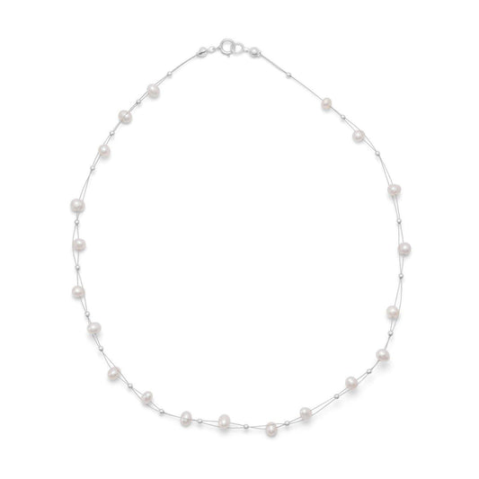 16" Double Strand Cultured Freshwater Pearl Necklace freeshipping - Higher Class Elegance