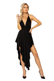 Black Cocktail Layered Maxi Dress - Higher Class Elegance