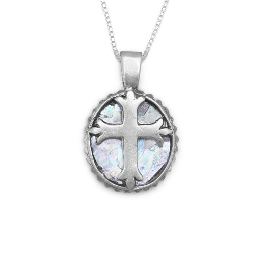 18" Oval Roman Glass Cross Necklace freeshipping - Higher Class Elegance