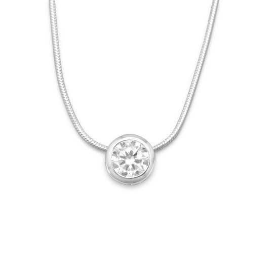 16" Necklace with 7mm Bezel Set CZ Slide freeshipping - Higher Class Elegance