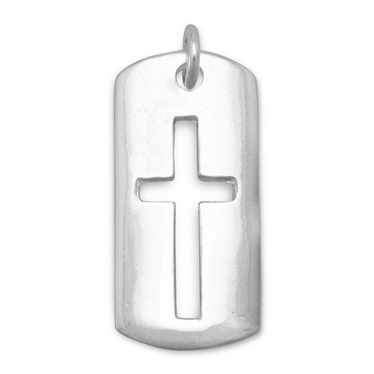 Rectangular Tag with Cut Out Cross Pendant freeshipping - Higher Class Elegance
