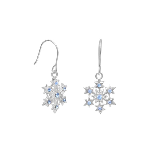 Small Aqua Crystal Snowflake Earrings on French Wire freeshipping - Higher Class Elegance