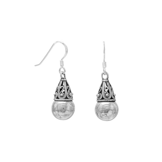 Bead with Bali Cap Earrings on French Wire freeshipping - Higher Class Elegance
