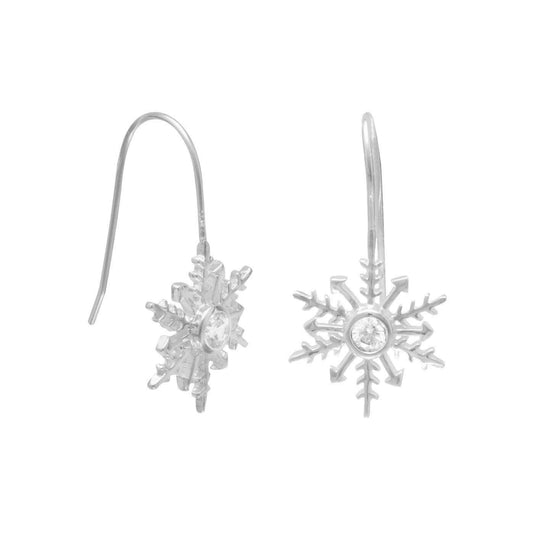 Polished CZ Snowflake French Wire Earrings freeshipping - Higher Class Elegance