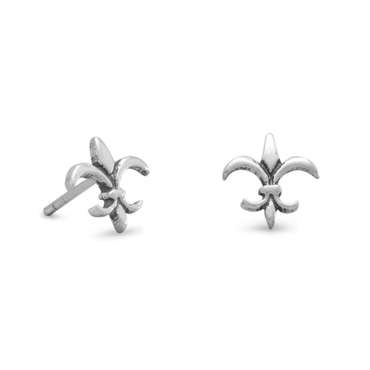 Small Oxidized Fleur de Lis Post Earrings freeshipping - Higher Class Elegance