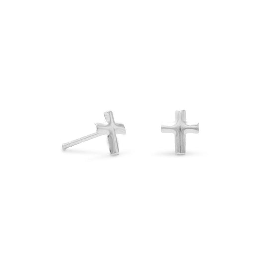 Small Polished Cross Post Earrings freeshipping - Higher Class Elegance