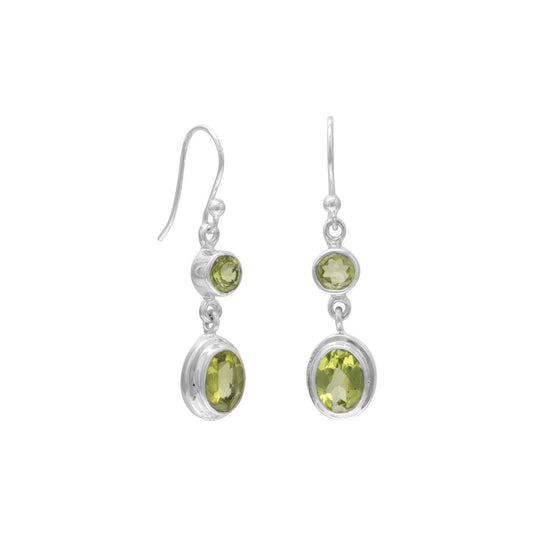 Round & Oval Peridot Polished Earrings on French Wire freeshipping - Higher Class Elegance