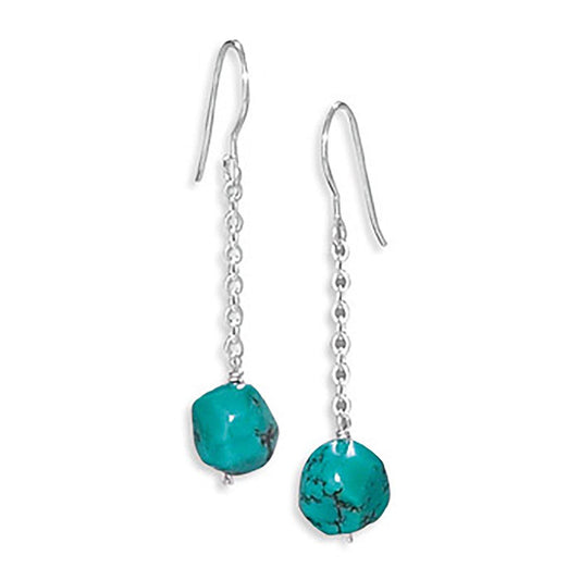 Reconstituted Turquoise Drop Earrings on French Wire freeshipping - Higher Class Elegance