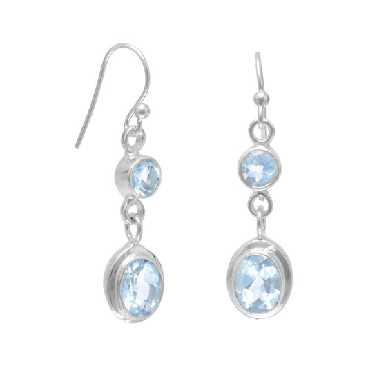 Round and Oval Blue Topaz Earrings on French Wire freeshipping - Higher Class Elegance