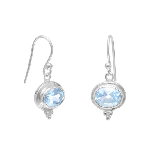 Oval Blue Topaz French Wire Earrings freeshipping - Higher Class Elegance