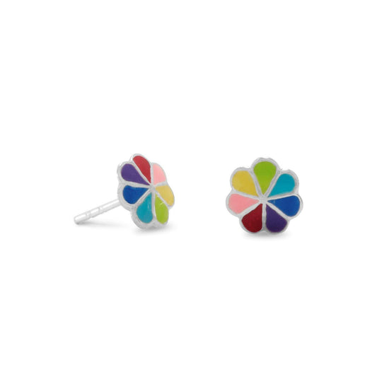 Multicolor Enamel Flower Post Earrings freeshipping - Higher Class Elegance