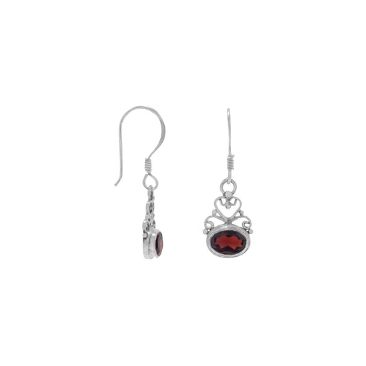 Scroll Design and Garnet Earrings freeshipping - Higher Class Elegance
