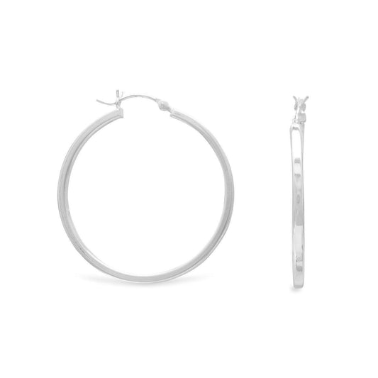 2mm x 35mm Square Tube Hoop Earrings freeshipping - Higher Class Elegance