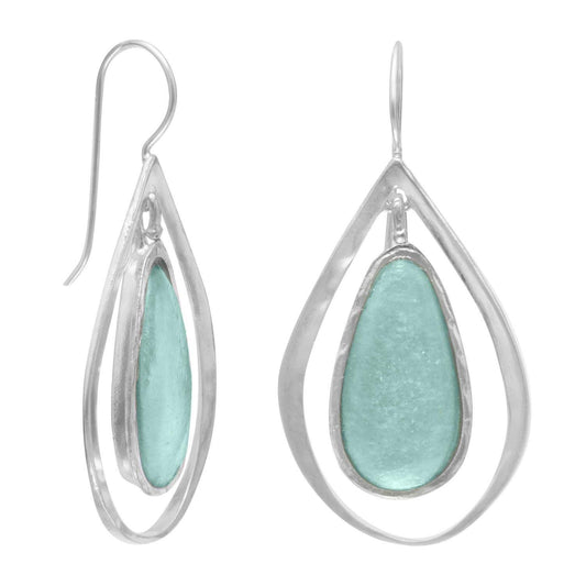 Ancient Roman Glass and Cut Out Design Earrings on French Wire freeshipping - Higher Class Elegance