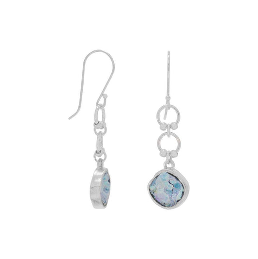 Ancient Roman Glass Drop Earrings on French Wire freeshipping - Higher Class Elegance