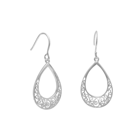 Pear Shape Filigree Design French Wire Earrings freeshipping - Higher Class Elegance