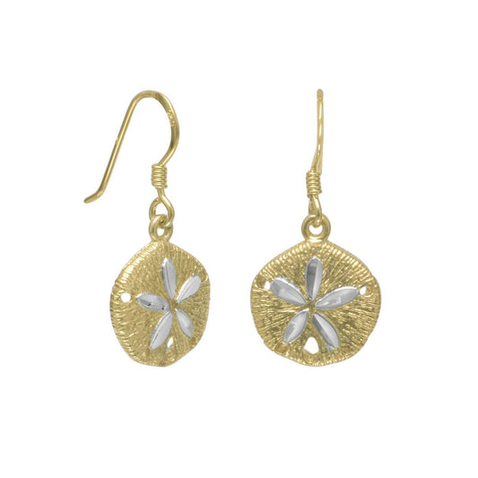 14 Karat Gold Plated Sand Dollar French Wire Earrings freeshipping - Higher Class Elegance