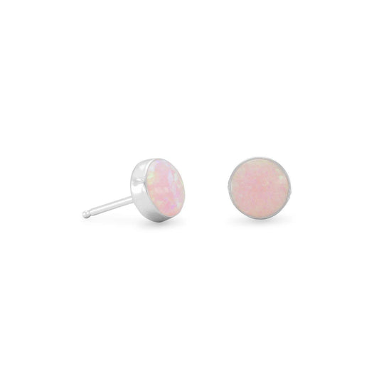 Pink Synthetic Opal Stud Earrings freeshipping - Higher Class Elegance