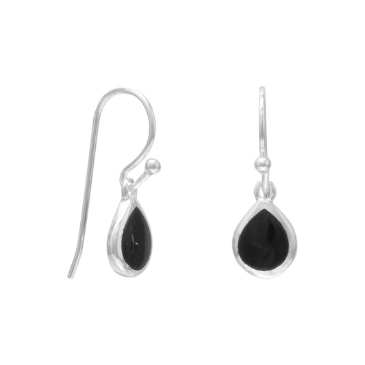 Pear Inlay Black Onyx French Wire Earrings freeshipping - Higher Class Elegance