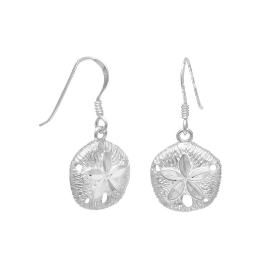 Diamond Cut Sand Dollar French Wire Earrings freeshipping - Higher Class Elegance