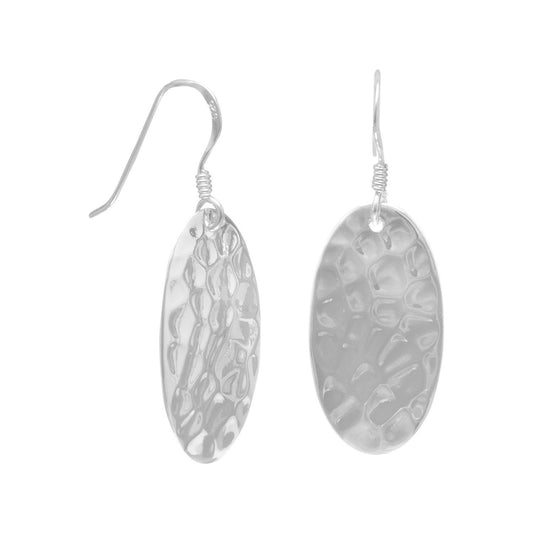 Large Oval Hammered French Wire Earrings freeshipping - Higher Class Elegance