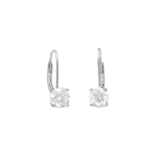 Rhodium Plated Lever Back CZ Earrings freeshipping - Higher Class Elegance