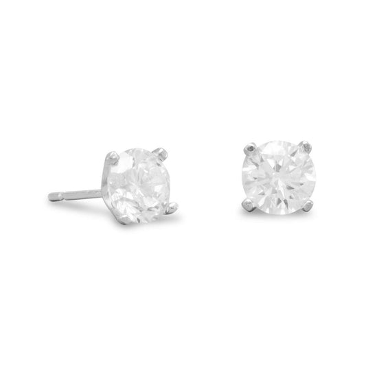 Rhodium Plated 6mm CZ Stud Earrings freeshipping - Higher Class Elegance