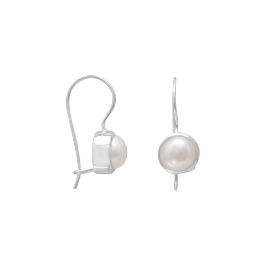 6mm White Cultured Freshwater Pearl Earrings on Euro Wire freeshipping - Higher Class Elegance