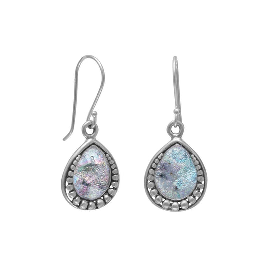 Ancient Roman Glass Earrings with Bead Design freeshipping - Higher Class Elegance