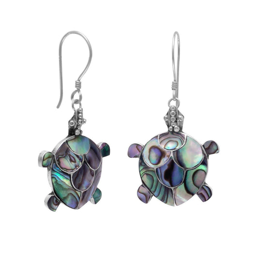 Paua Shell Turtle French Wire Earrings freeshipping - Higher Class Elegance
