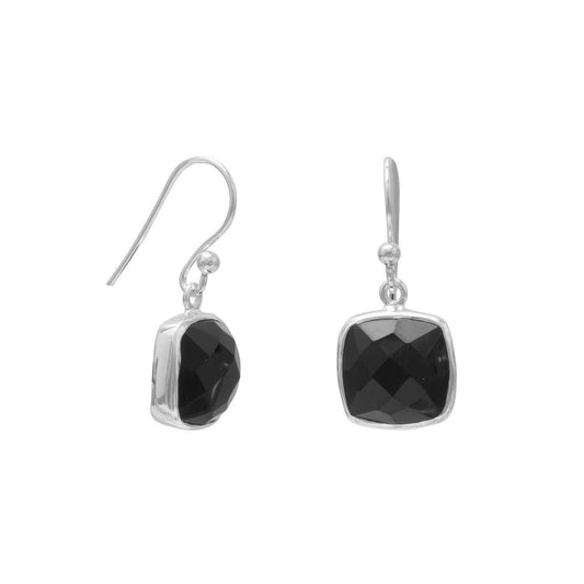 Faceted Black Onyx French Wire Earrings freeshipping - Higher Class Elegance