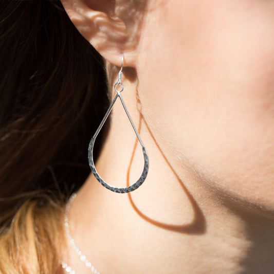 Hammered Pear Shape French Wire Earrings freeshipping - Higher Class Elegance