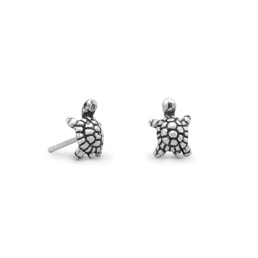 Oxidized Turtle Stud Earrings freeshipping - Higher Class Elegance