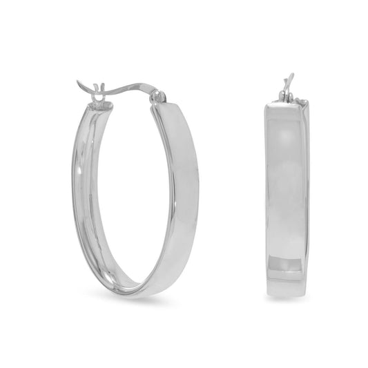 Flat 5.5mm Oval Hoop Earrings freeshipping - Higher Class Elegance