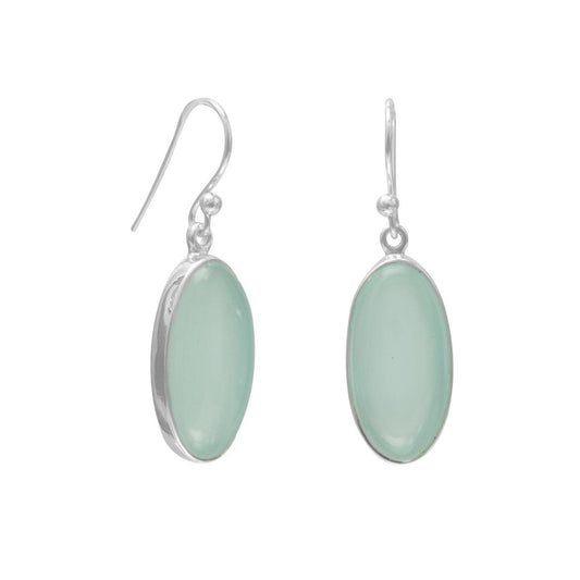 Oval Green Chalcedony French Wire Earrings freeshipping - Higher Class Elegance