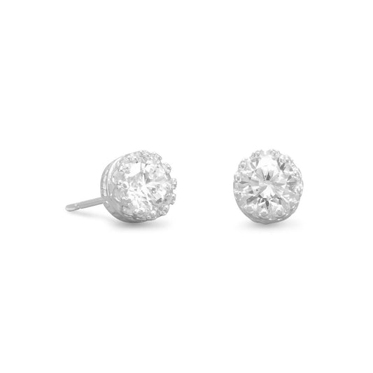 CZ Stud Earrings in Crown Setting freeshipping - Higher Class Elegance
