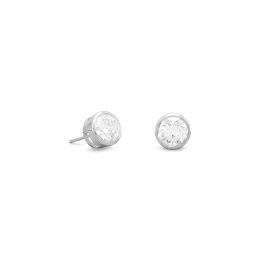 Bezel Set CZ Stud Earrings freeshipping - Higher Class Elegance
